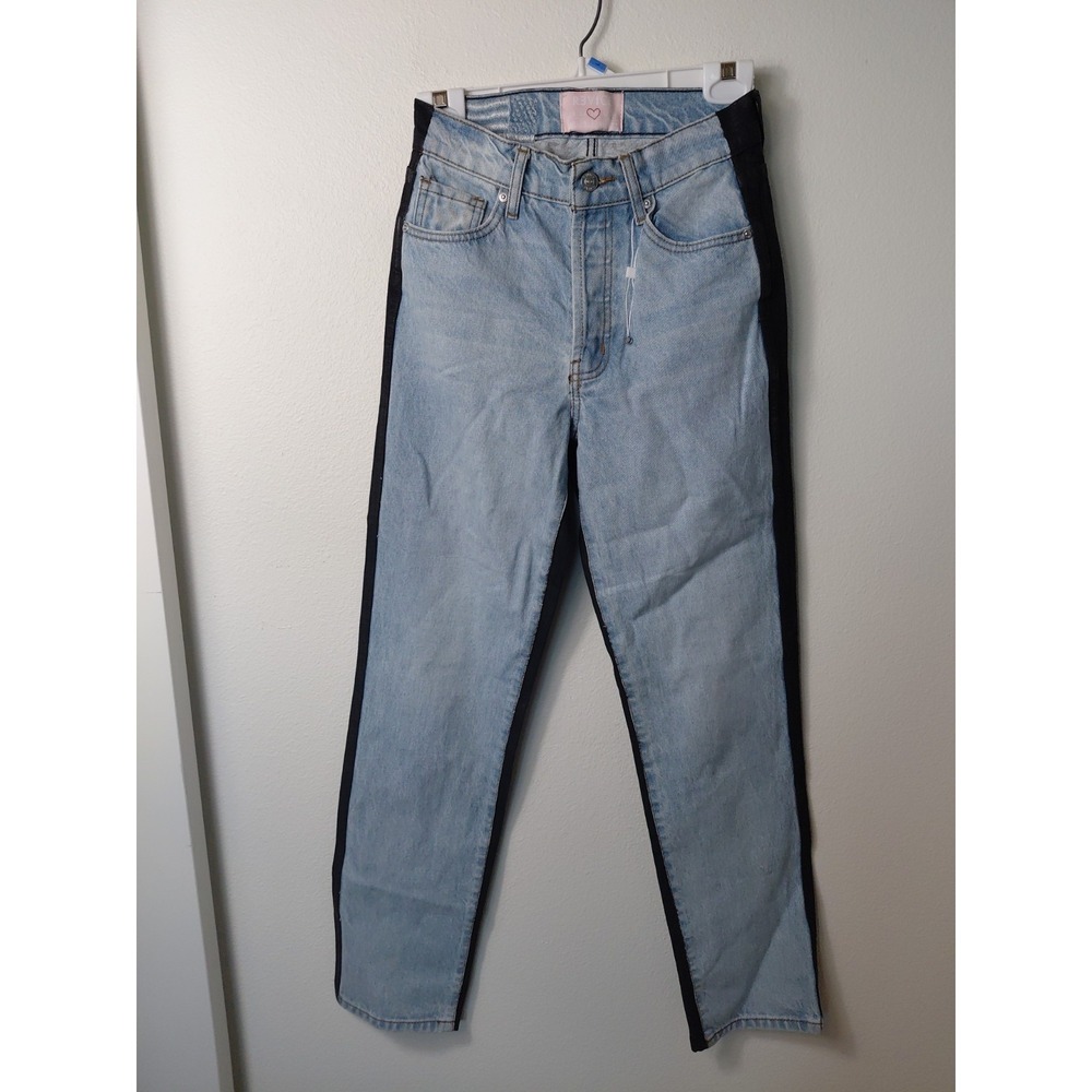 Revice Half Black Half Blue Straight Leg Jeans Size 25